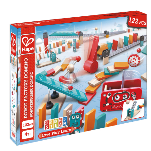 Jucarii Hape - Jucarie din lemn - Domino fabrica de roboti (122 piese)