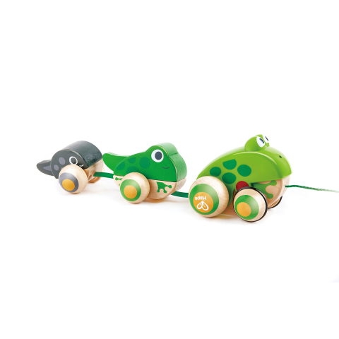 Jucarii Hape - Jucarie din lemn - Familia de broscute de tras