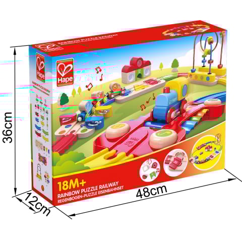 Jucarie din lemn - Sina de tren curcubeu cu puzzle (30 piese) [3]