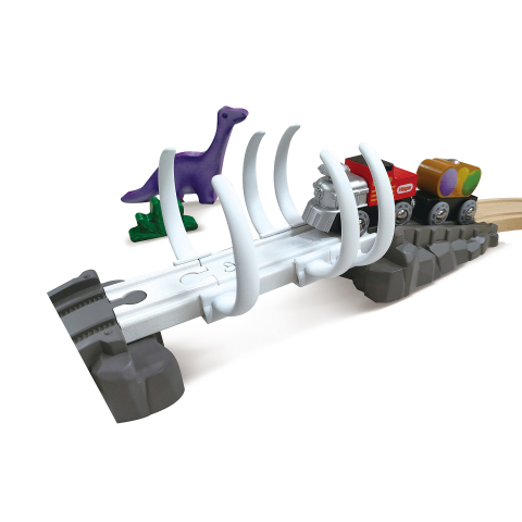 Jucarie din lemn - Tren de jucarie aventură Dino (61 piese) [4]