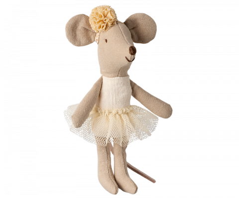 Maileg - Jucărie textilă, Ballerina mouse, Little sister - Off white, Maileg
