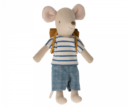 Produse - Jucărie textilă, Prince mouse, Tricycle mouse, Big brother with bag - Maileg