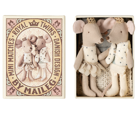 Produse - Jucarie textila - Royal twins mice. Little sister and brother in box
