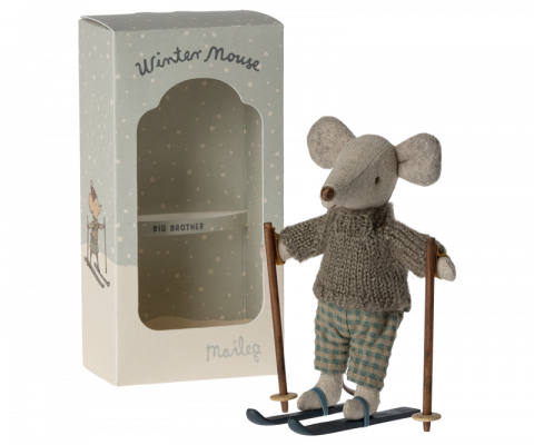 Jucărie textilă - Winter mouse with ski set. Big brother, Maileg [1]