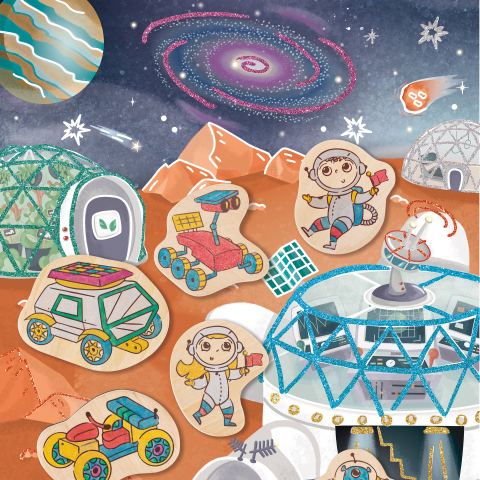 Kit de creat magneti pentru copii cu tematica Spatiu - 17 piese [6]