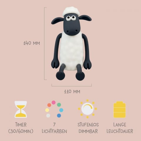 Lampa MegaLight LED „Shaun the Sheep” care funcționează cu baterii, RGB reglabil + funcție de cronometru [4]
