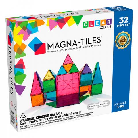 Magna Tiles - MAGNA-TILES Clear Colors, set magnetic 32 piese