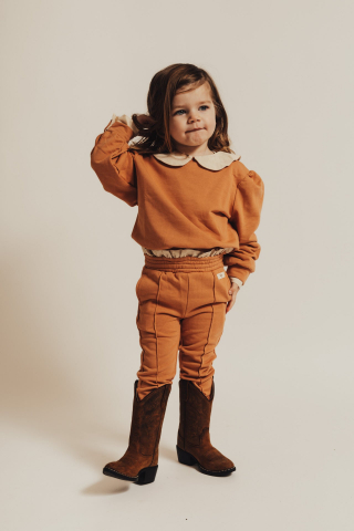 Baje - Pantaloni Wolvi, bumbac organic, culoarea peach, Baje