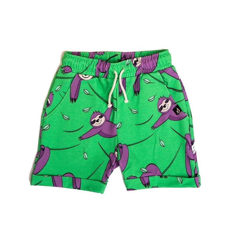Mullido - Pantaloni scurți, bumbac organic, Green Sloth, Mullido