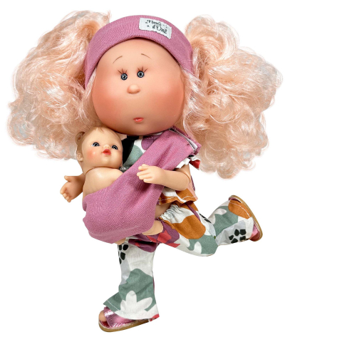 Papusa Nines D'Onil, Mia, cu parul blond, cu bebe, cu articulatii, cu miros de vanilie, 30 cm [1]