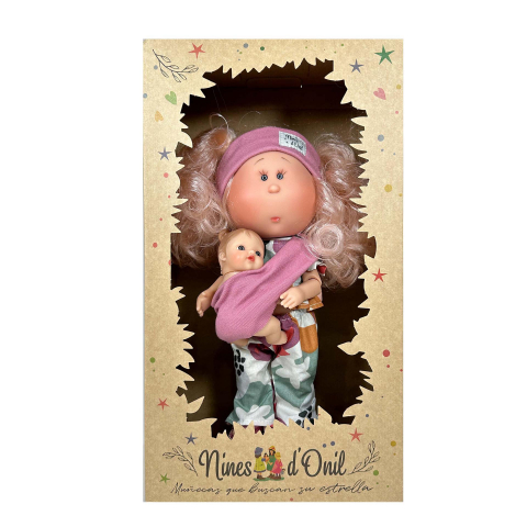 Papusa Nines D'Onil, Mia, cu parul blond, cu bebe, cu articulatii, cu miros de vanilie, 30 cm [4]