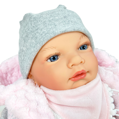 Papusa Nines D'Onil, Snow, nou-nascut, cu sunete, cu miros de vanilie, ambalata in saculet, 45 cm [1]