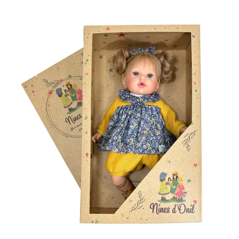Papusa Nines D'Onil, Tita, cu sunete, cu parul blond, cu rochie albastra, cu miros de vanilie, 45 cm [3]