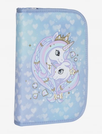 Rechizite scolare - Penar cu o singura sectiune complet echipat, Unicorn Princess Ice Blue