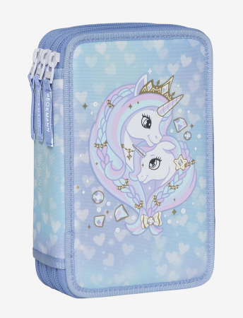 Rechizite scolare - Penar cu trei sectiuni complet echipat, Unicorn Princess Ice Blue