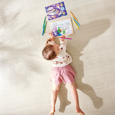 Puzzle din lemn 2 in 1 - Prietenii din Spatiu (50 piese), cu fata dubla si activitate colorare [2]