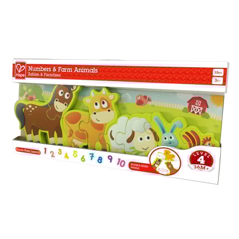 Puzzle din lemn pentru copii cu numere si animale de la ferma [1]
