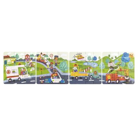 Branduri - Puzzle pentru copii Vehicule de salvare (4 in 1) si joc storytelling