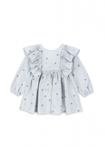 Konges sløjd - Rochie cu fundita din bumbac organic, Evia, Cherry Blue Coeur