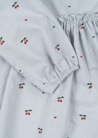 Rochie cu fundita din bumbac organic, Evia, Cherry Blue Coeur [5]
