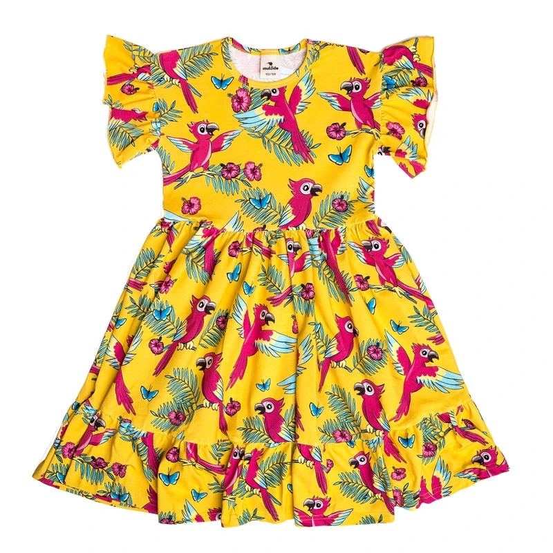 Rochie de primăvară, bumbac organic, Yellow Parrot [1]