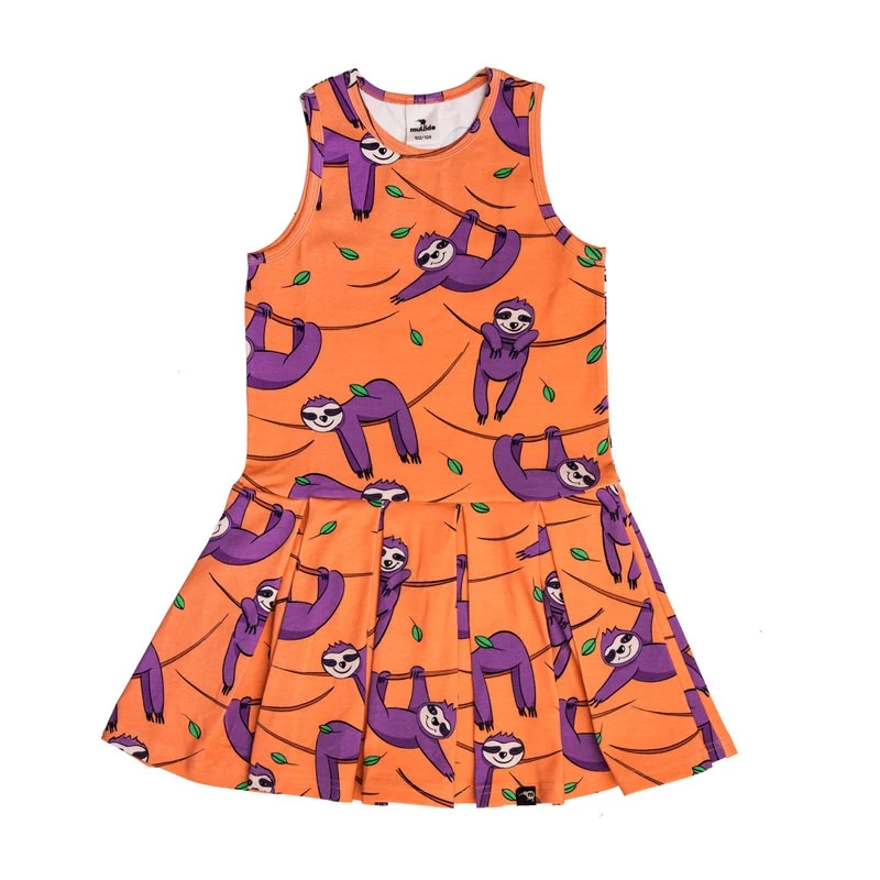 Branduri - Rochie de vara, bumbac organic, Orange Sloth