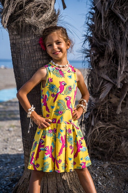 Branduri - Rochie de vara, bumbac organic, Yellow Parrot