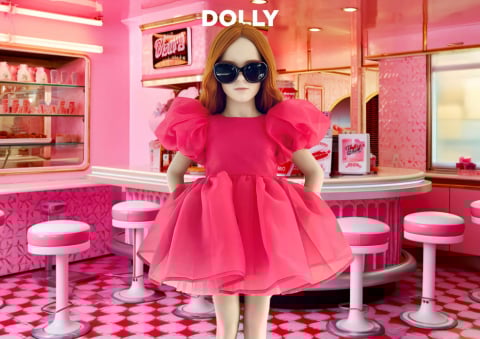 DOLLY by LePetitTom - ROCHIE TUTU cu mâneci bufante, V-BACK, barbiepink