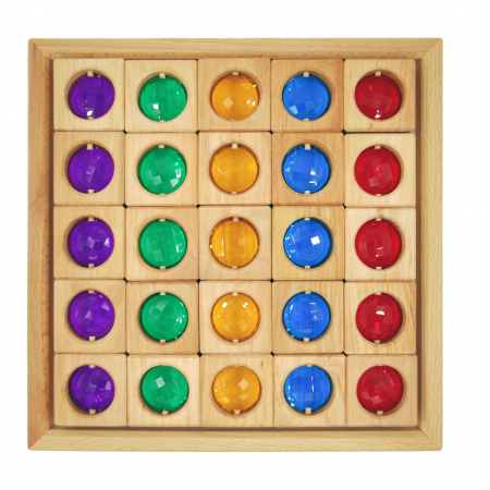 Set 25 cuburi din lemn cu fereastra colorata, Bauspiel [0]