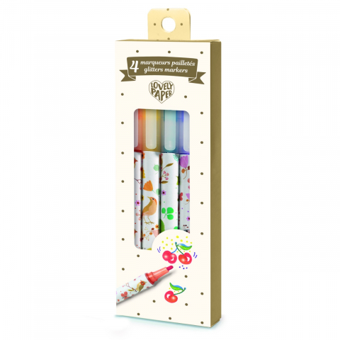 Rechizite - Set 4 markere cu sclipici Tinou, Djeco