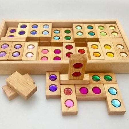 Set 45 piese din lemn cu pietre stralucitoare, Bauspiel [9]