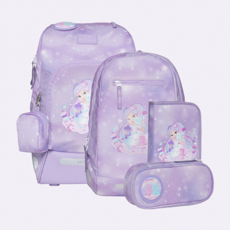 Rechizite scolare - Ghiozdan, rucsac ergonomic cu perna de aer, set Active Air FLX 6 piese, Candy