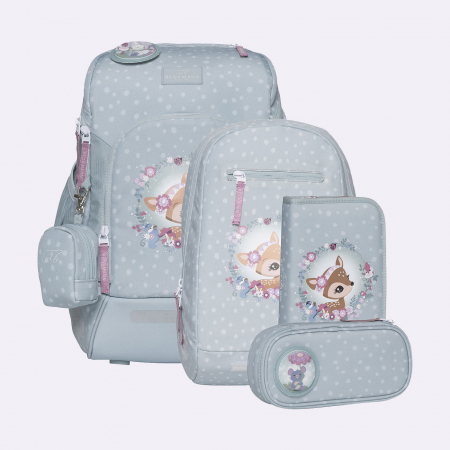 Rechizite - Ghiozdan, rucsac ergonomic cu perna de aer, set Active Air FLX 6 piese, Forest Deer Dusty Mint