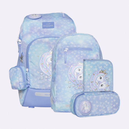 Rechizite scolare - Ghiozdan, rucsac ergonomic cu perna de aer, set Active Air FLX 6 piese, Unicorn Princess Ice Blue