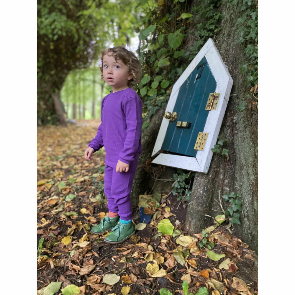 Set bluza & pantalon din bumbac organic gofrat (waffle) - AMETISHT [2]