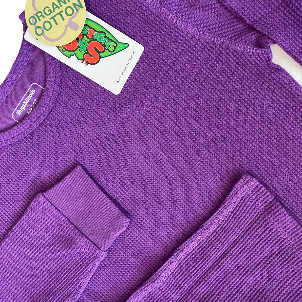 Set bluza & pantalon din bumbac organic gofrat (waffle) - AMETISHT [2]