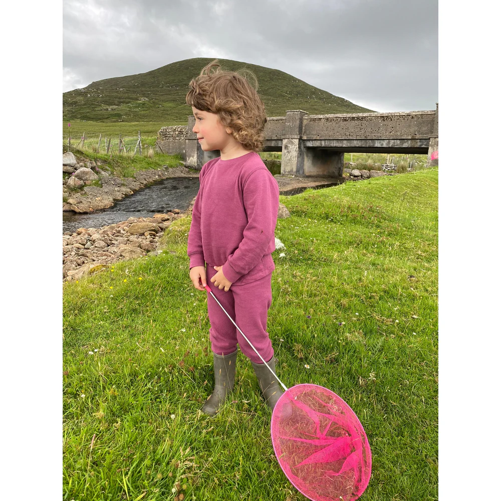 Slugs&Snails - Set bluza & pantalon din bumbac organic gofrat (waffle) - Hawthorn Rose (maroon)