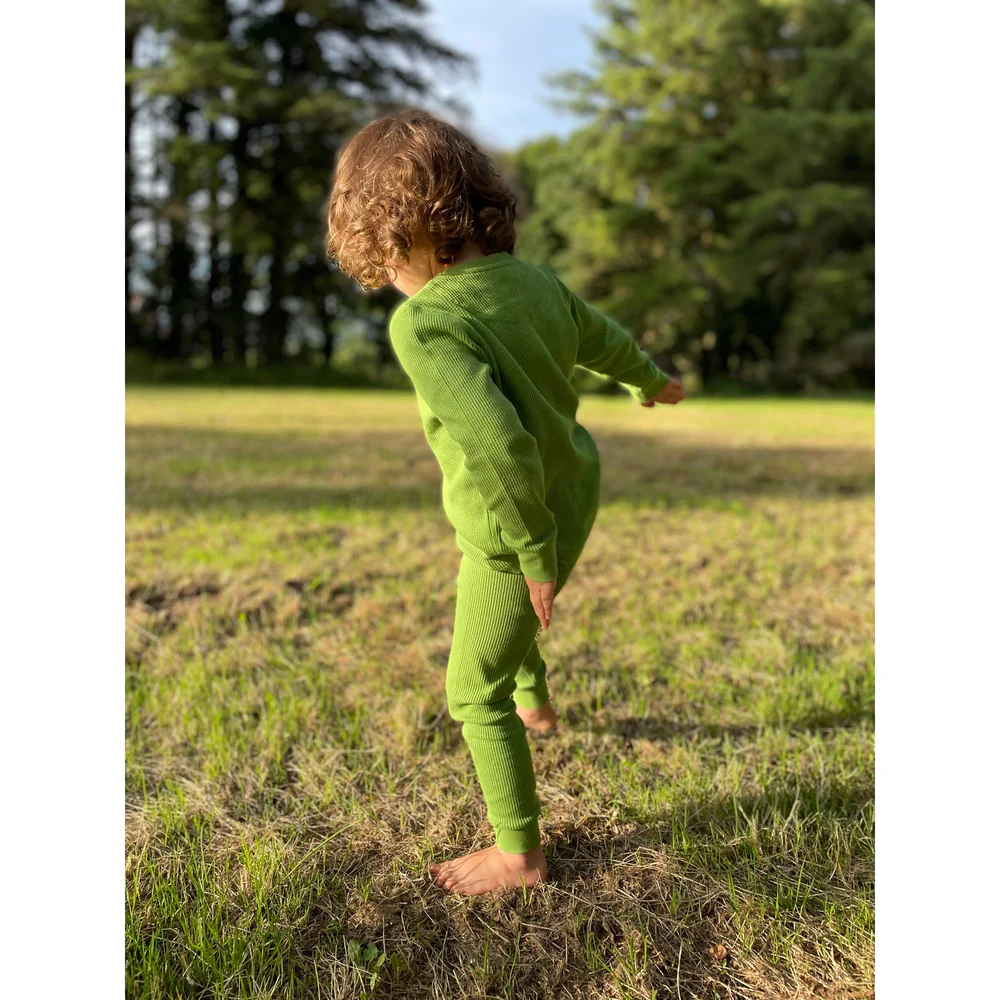 Slugs&Snails - Set bluza & pantalon din bumbac organic gofrat (waffle) - LIME GREEN