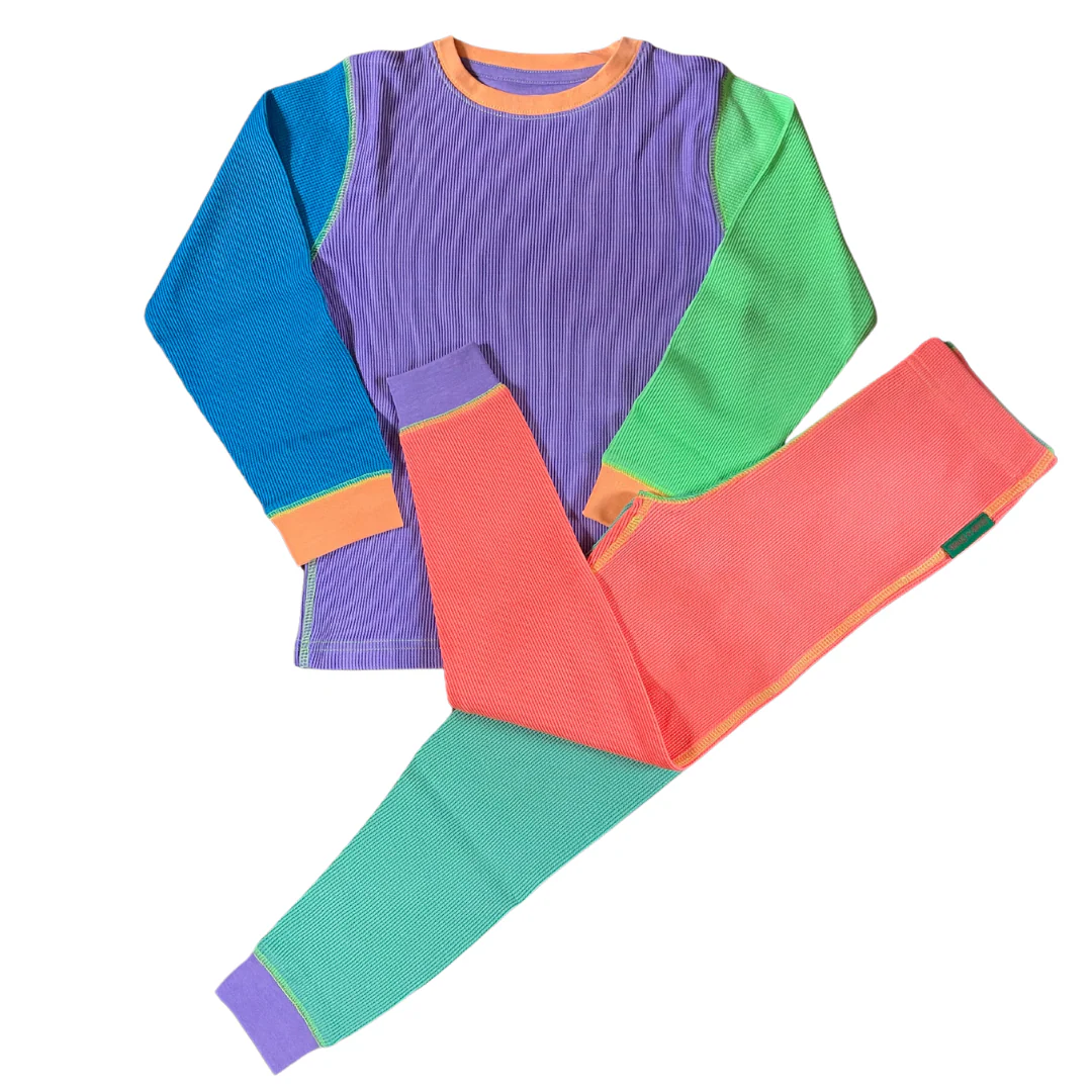Slugs&Snails - Set bluza & pantalon din bumbac organic gofrat (waffle)- Limited Edition 90’s Dayglow
