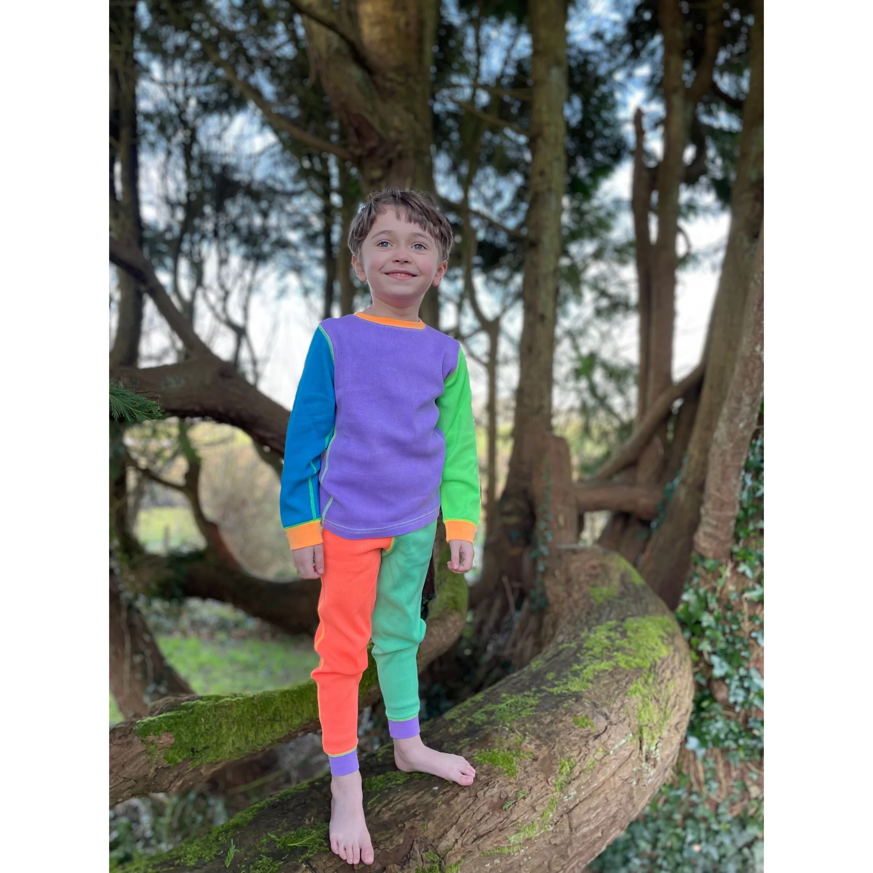Set bluza & pantalon din bumbac organic gofrat (waffle)- Limited Edition 90’s Dayglow [1]