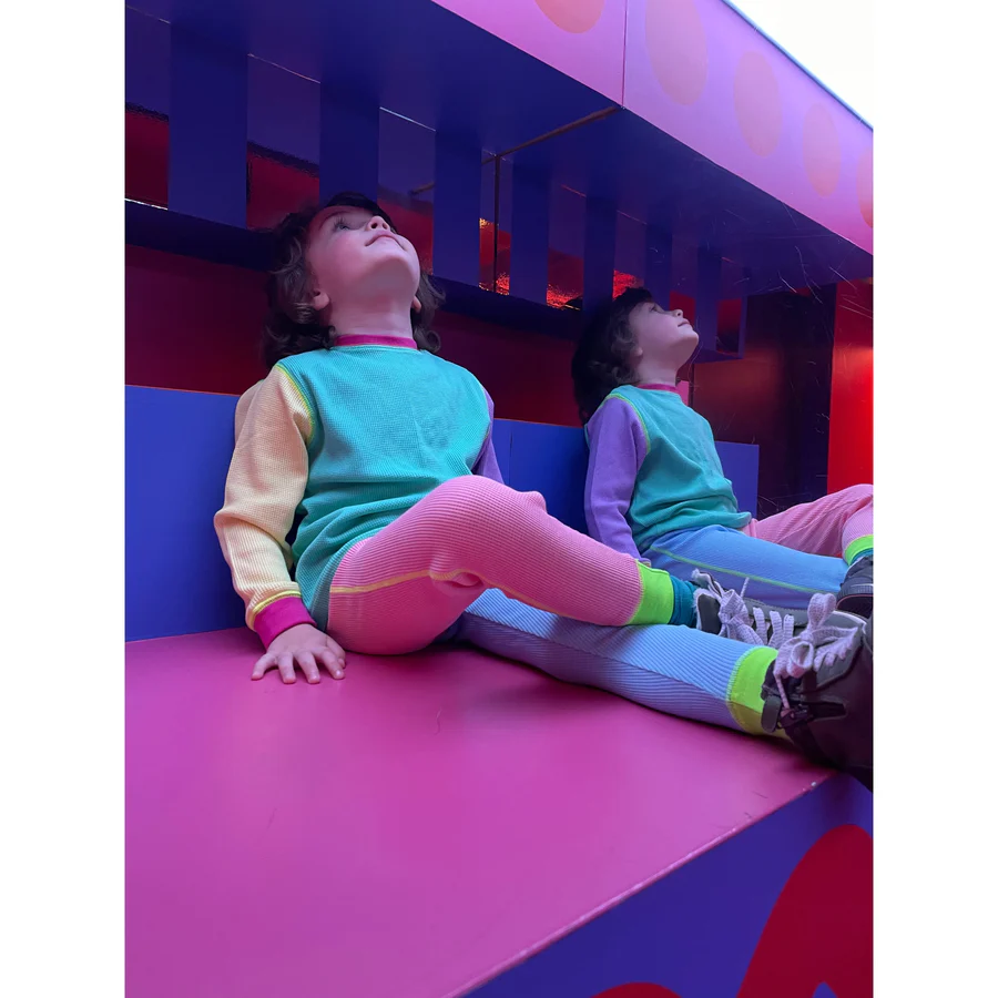 Set bluza & pantalon din bumbac organic gofrat (waffle)- Limited Edition 90’s NEON [5]