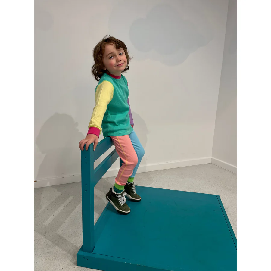 Set bluza & pantalon din bumbac organic gofrat (waffle)- Limited Edition 90’s NEON [4]