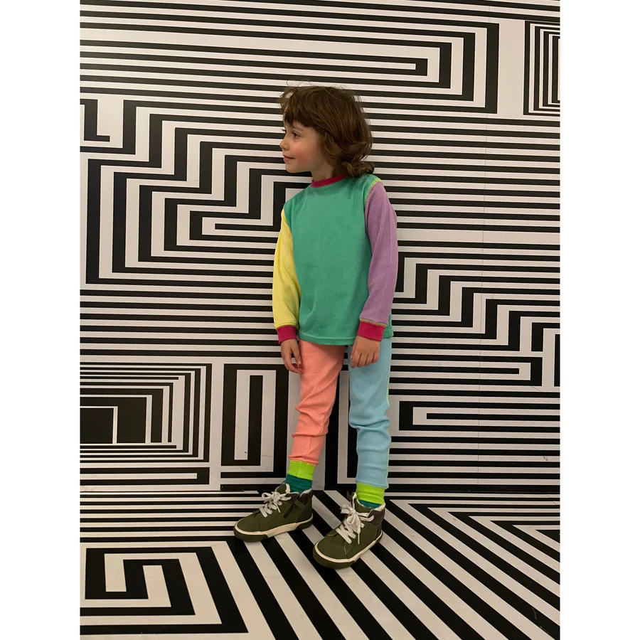 Set bluza & pantalon din bumbac organic gofrat (waffle)- Limited Edition 90’s NEON [3]