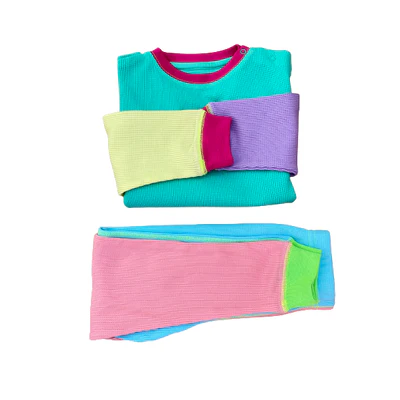 Set bluza & pantalon din bumbac organic gofrat (waffle)- Limited Edition 90’s NEON [2]