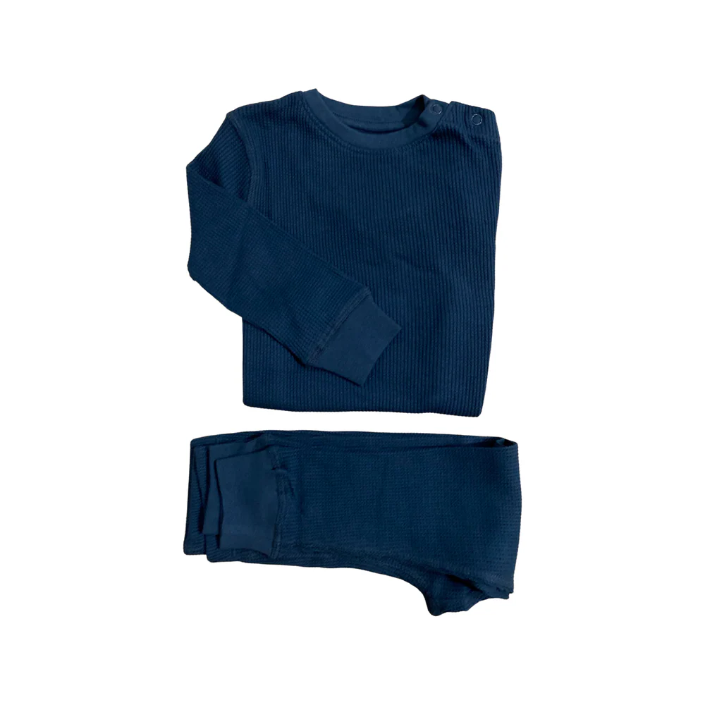 Haine - Set bluza & pantalon din bumbac organic gofrat (waffle) - Night Sky