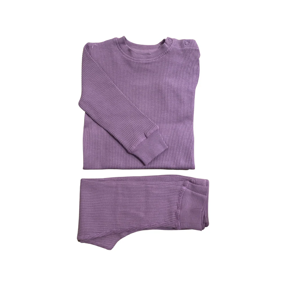 Slugs&Snails - Set bluza & pantalon din bumbac organic gofrat (waffle) - PLUM JAM