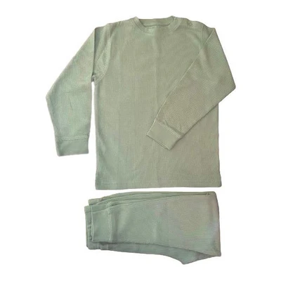 Slugs&Snails - Set bluza & pantalon din bumbac organic gofrat (waffle) - SAGE GREEN