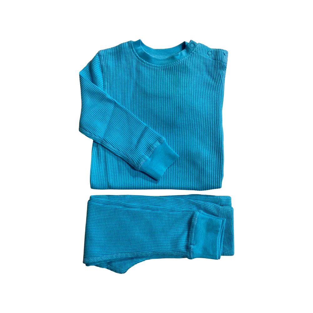 Slugs&Snails - Set bluza & pantalon din bumbac organic gofrat (waffle) - Turquoise