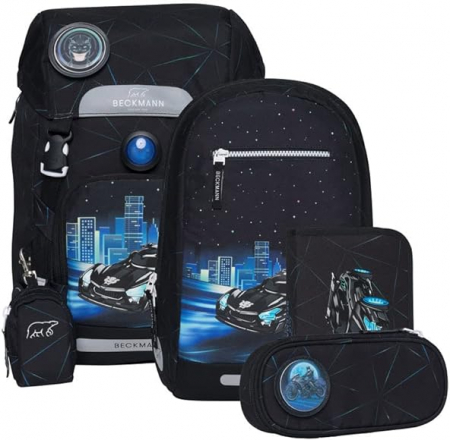 Beckmann - Ghiozdan, rucsac ergonomic set clasic 7 piese, Night rider