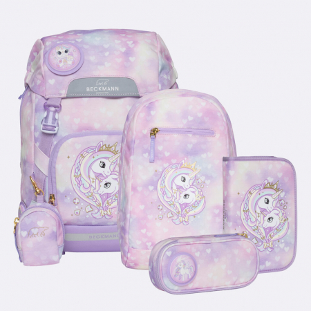 Penare si ghiozdane - Ghiozdan, rucsac ergonomic, set clasic 6 piese, Unicorn Princess Purple